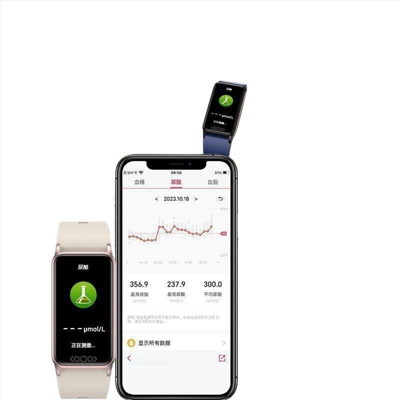 Brățară inteligentă pentru sănătate cu monitorizare de grad medical: glicemie, oxigen în sânge, tensiune arterială dinamică, acid uric și temperatura corpului