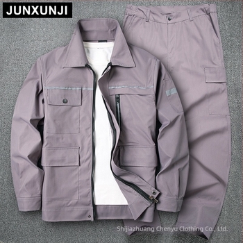 Costum de lucru pentru mecanic, cu material elastic, rezistent la uzură, benzi reflectorizante, uscare rapidă