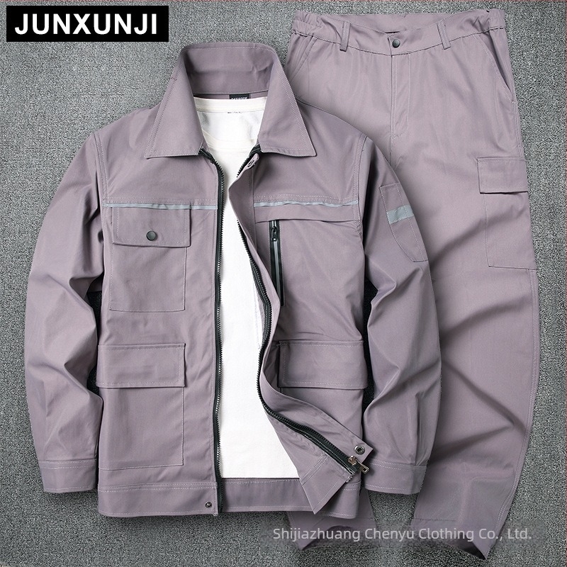 Costum de lucru pentru mecanic, cu material elastic, rezistent la uzură, benzi reflectorizante, uscare rapidă