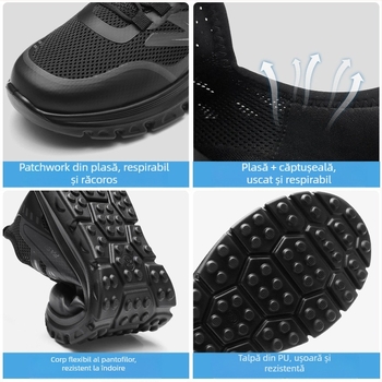 Pantofi de alergare pentru bărbați, partea superioară din plasă respirabilă, talpă PU, pentru vară