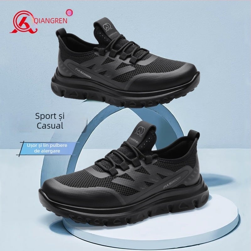 Pantofi de alergare pentru bărbați, partea superioară din plasă respirabilă, talpă PU, pentru vară