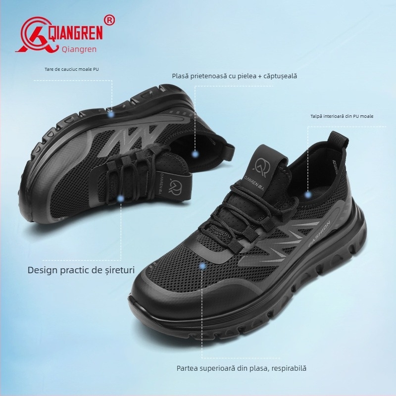 Pantofi de alergare pentru bărbați, partea superioară din plasă respirabilă, talpă PU, pentru vară