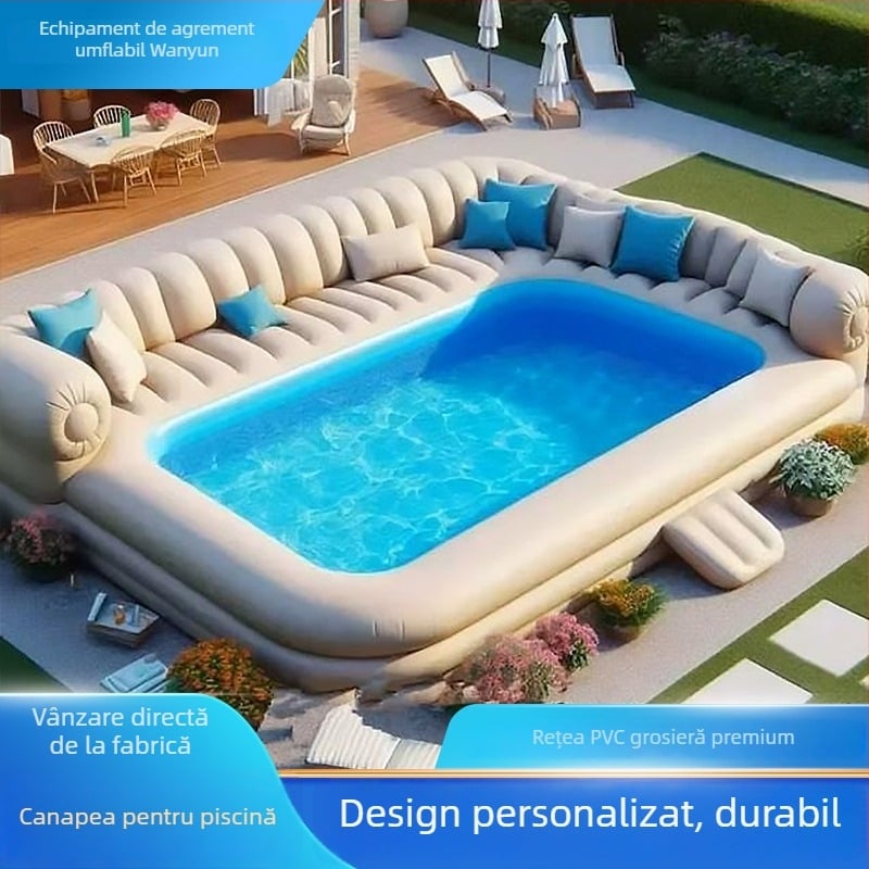 Piscină gonflabilă din PVC gros, model canapea — pentru exterior, detașabilă