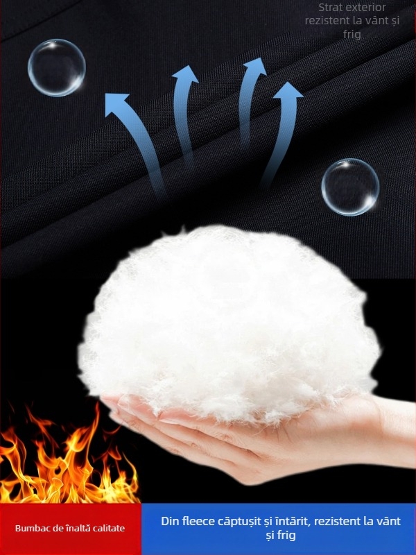 Palton de iarnă pentru uniforma de securitate, pentru bărbați, gros, rezistent la vânt, menține căldura, 80% poliester, amestec de fibre chimice