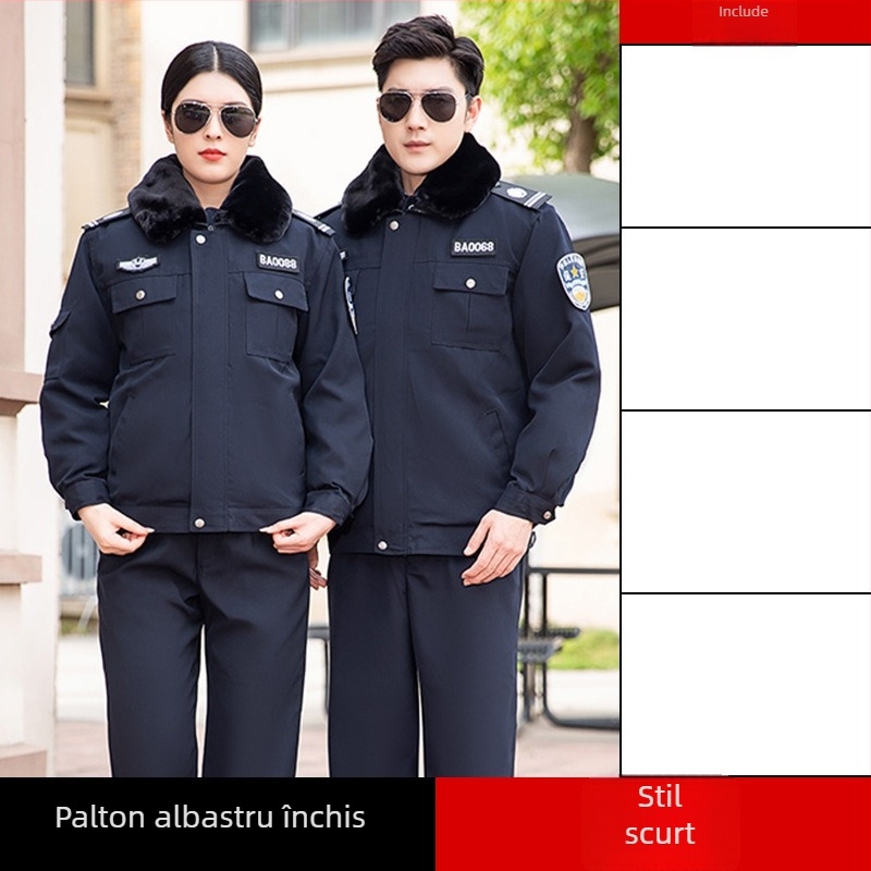 Palton de iarnă pentru uniforma de securitate, pentru bărbați, gros, rezistent la vânt, menține căldura, 80% poliester, amestec de fibre chimice