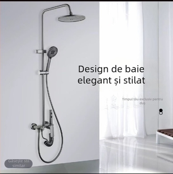 Set de duș încastrat în perete — aluminiu de înaltă calitate, finisaj periat, panou pătrat mare, patru viteze