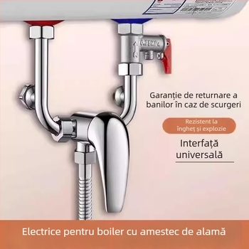 Accesorii pentru amestecul de apă la boiler electric – robinete de apă caldă și rece, întrerupător montat la suprafața pentru duș, amplificator de presiune pentru duș