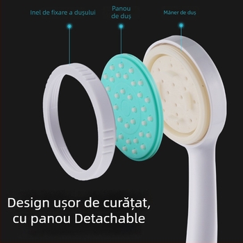 Cap de duș ABS, rotund, funcție ploaie, montaj manual, 0–90°C
