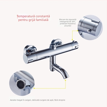 Robinet de duș ascuns cu termostat, mixer cu trei funcții, oțel inoxidabil 304, montat în perete, interval de temperatură 15–95°C, presiune 0,05–0,6 MPa