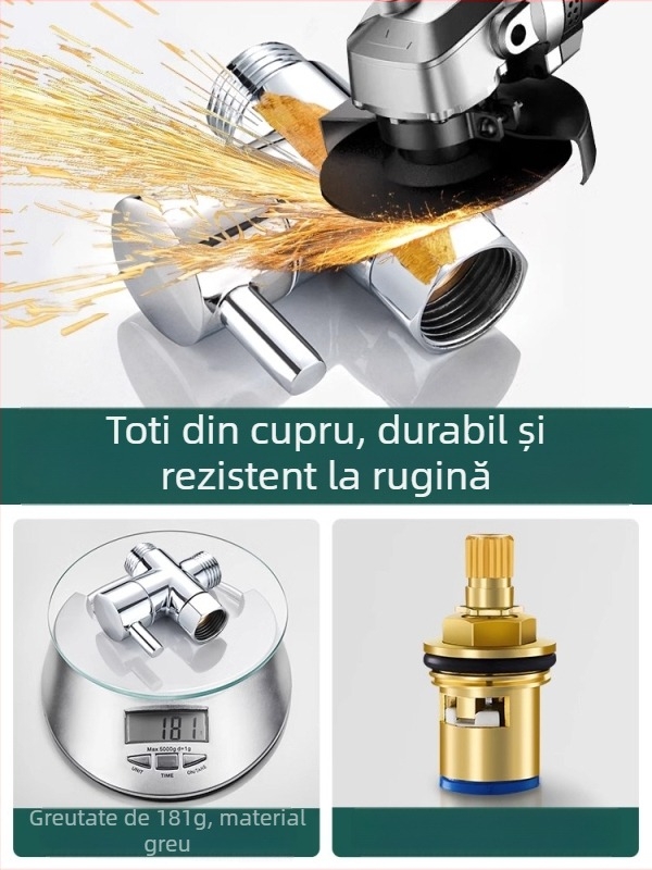 Adaptor distribuție robinet mașină de spălat, cu două ieșiri și intrare unică, robinet unghiular