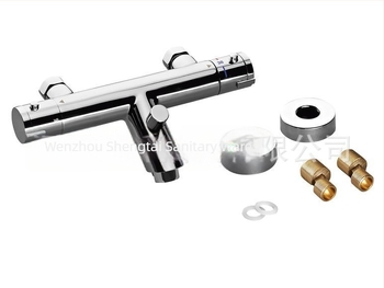 Set de duș cu corp din cupru, montaj pe perete, control temperatură constantă 2–80°C, 0,5 MPa