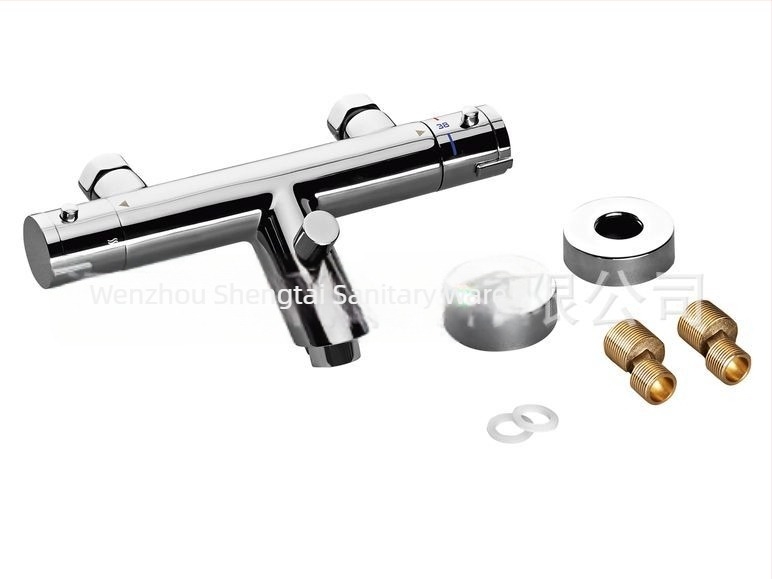 Set de duș cu corp din cupru, montaj pe perete, control temperatură constantă 2–80°C, 0,5 MPa