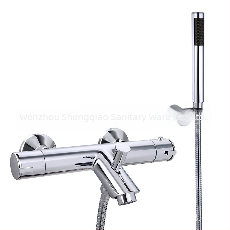 Set de duș cu corp din cupru, montaj pe perete, control temperatură constantă 2–80°C, 0,5 MPa