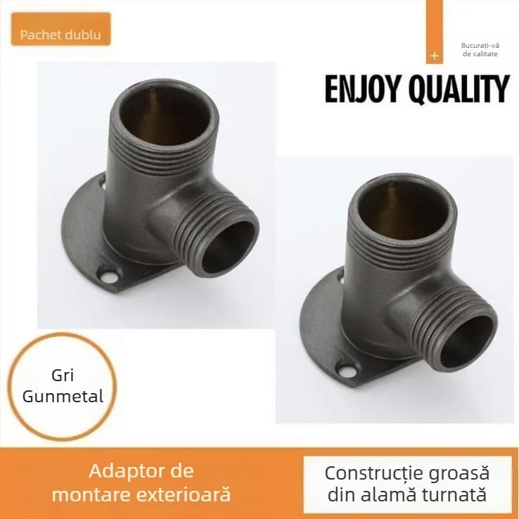 Set de duș din alamă cu temperatură constantă, finisaj grafit-gri, iluminare ambientală LED, control al temperaturii, apă caldă și rece, montaj ascuns.