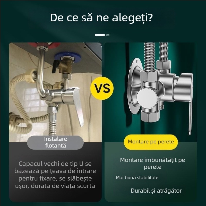 Set duș din oțel inoxidabil 304, montaj expus, robinet electric de apă, miez de disc ceramic, finisaj cromat, certificat CE
