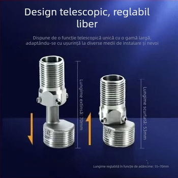 Oțel inoxidabil 304, robinet de duș telescopic reglabil universal cu ieșire în unghi extins pentru cadă, cuplaj 4-6 căi