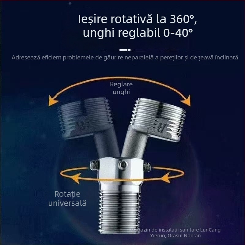 Oțel inoxidabil 304, robinet de duș telescopic reglabil universal cu ieșire în unghi extins pentru cadă, cuplaj 4-6 căi