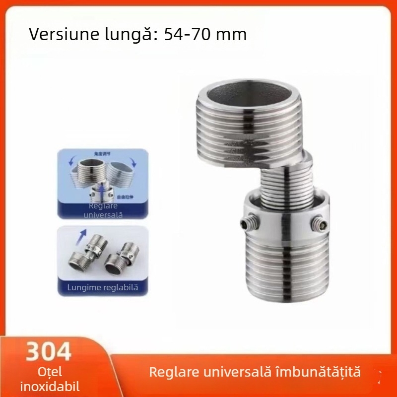 Oțel inoxidabil 304, robinet de duș telescopic reglabil universal cu ieșire în unghi extins pentru cadă, cuplaj 4-6 căi