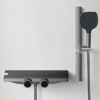 Set de duș din cupru pur, jet pătrat de ploaie, flux reglabil, stil modern minimalist, montaj pe suprafață, model 16312.