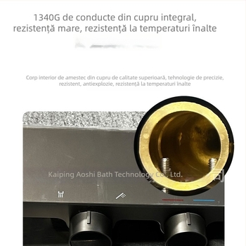 Set de duș din cupru pur, jet pătrat de ploaie, flux reglabil, stil modern minimalist, montaj pe suprafață, model 16312.