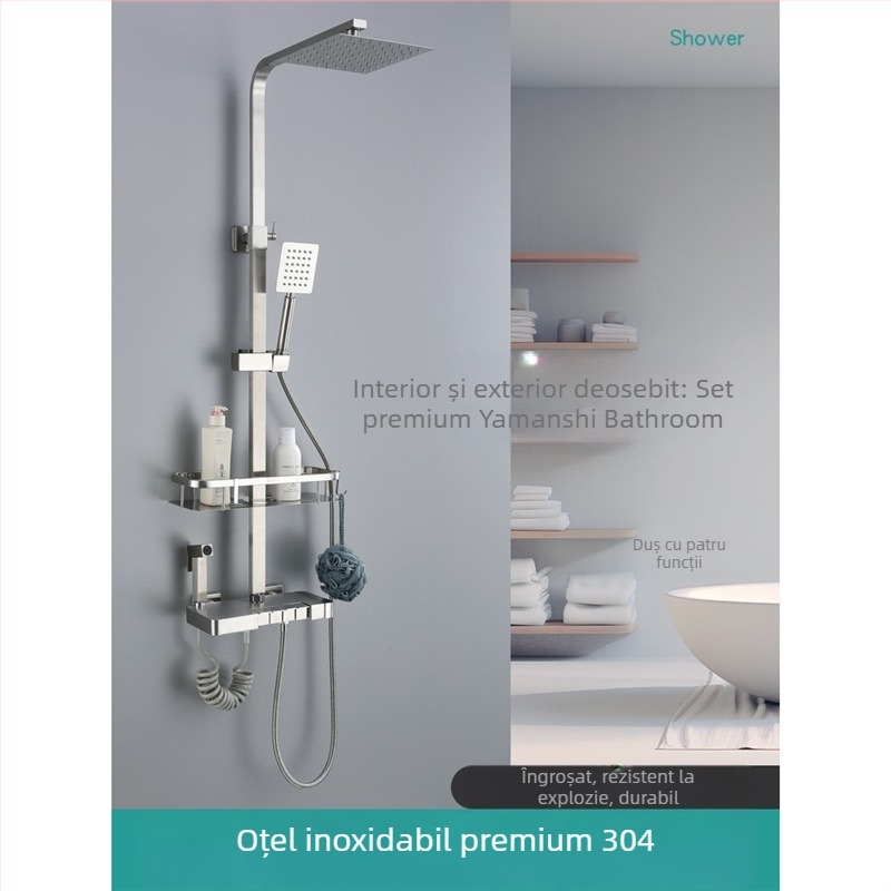 Set de duș din oțel inoxidabil 304 – buton cu patru trepte, funcție ploaie, design modern