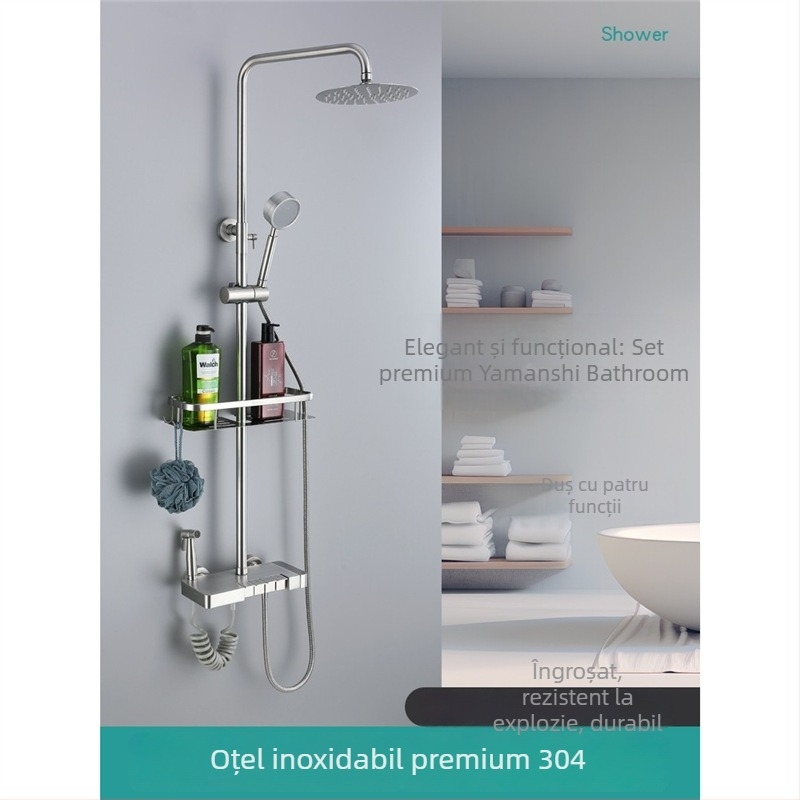 Set de duș din oțel inoxidabil 304 – buton cu patru trepte, funcție ploaie, design modern