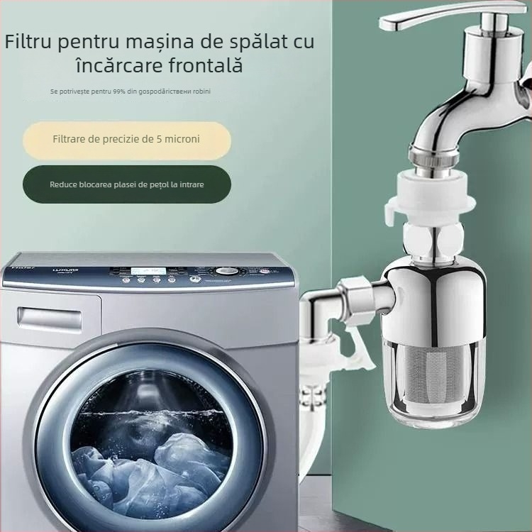 Filtru de intrare pentru mașina de spălat, corp din cupru, finisaj cromat, supapă cu disc ceramic, CE certificat