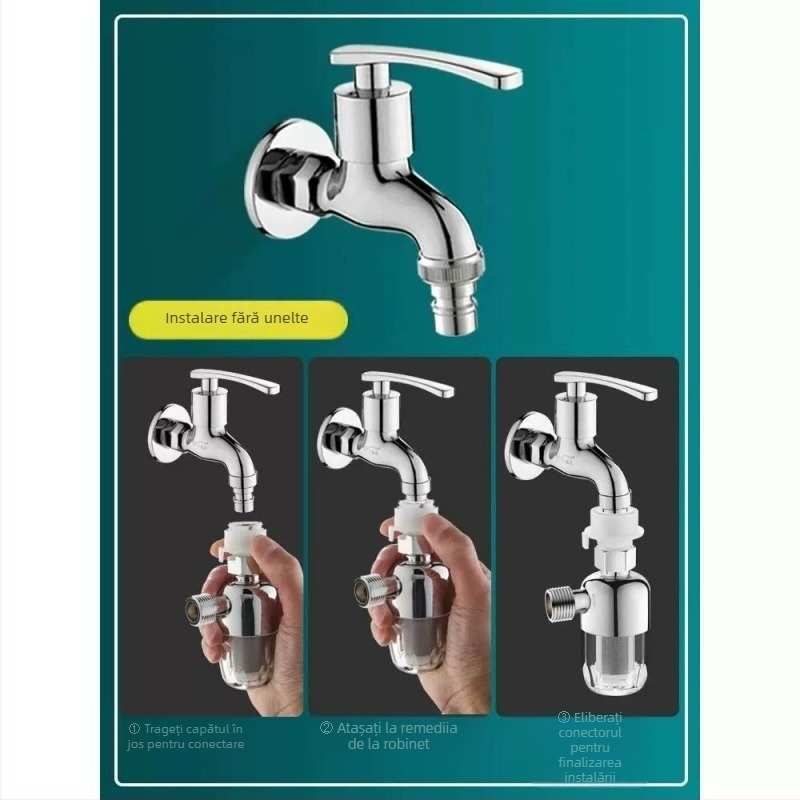 Filtru de intrare pentru mașina de spălat, corp din cupru, finisaj cromat, supapă cu disc ceramic, CE certificat