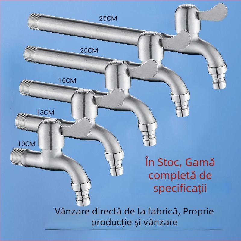 Robinet pentru chiuvetă din oțel inoxidabil 304, model 8317, montaj în perete, miez ceramic al ventilului, presiune nominală 1,2 MPa