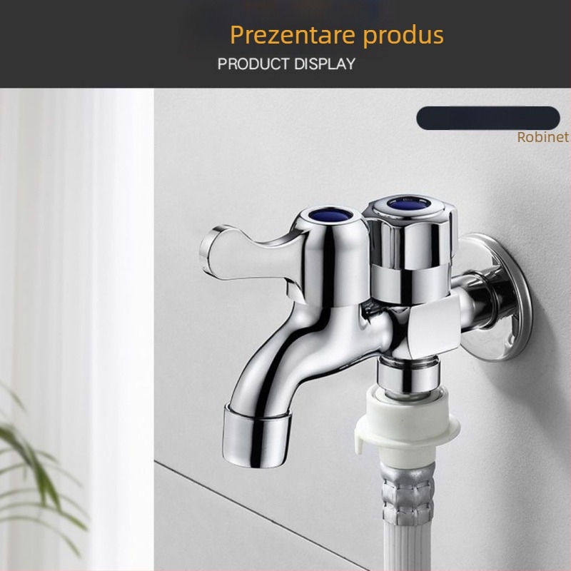 Robinet pentru mașina de spălat din aliaj de zinc, intrare unică și două ieșiri, robinet cu disc ceramic, certificare CE, model F75smj 4mm4557s