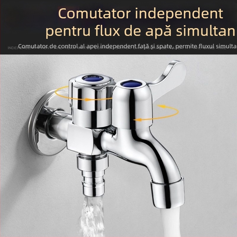 Robinet pentru mașina de spălat din aliaj de zinc, intrare unică și două ieșiri, robinet cu disc ceramic, certificare CE, model F75smj 4mm4557s