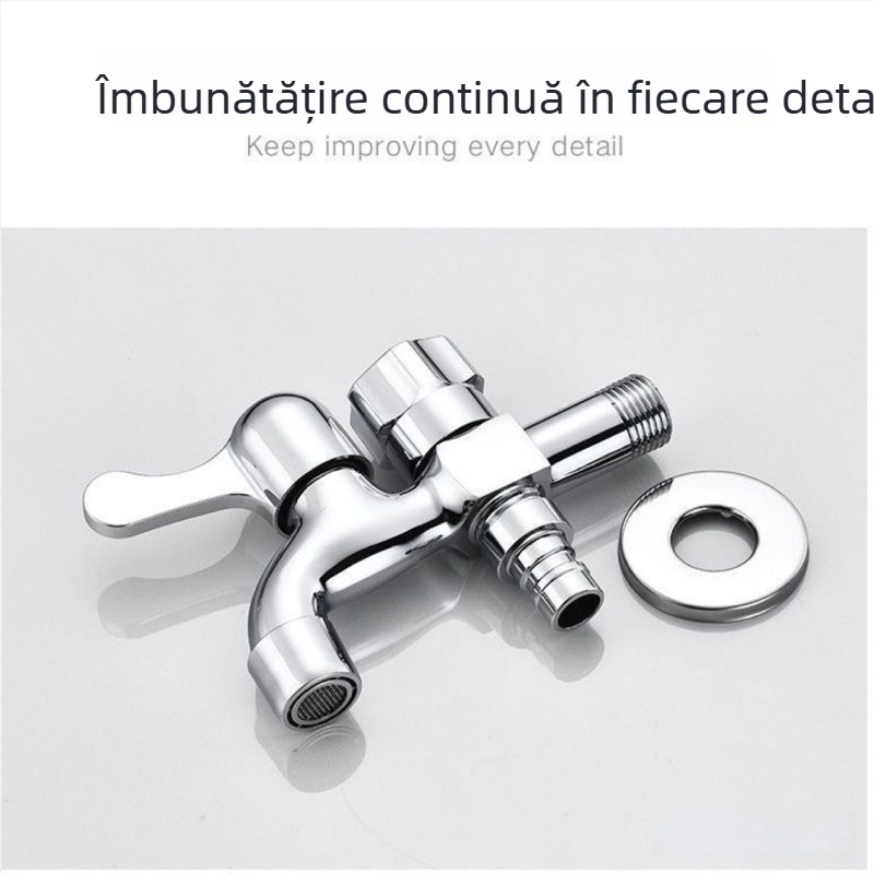 Robinet pentru mașina de spălat din aliaj de zinc, intrare unică și două ieșiri, robinet cu disc ceramic, certificare CE, model F75smj 4mm4557s