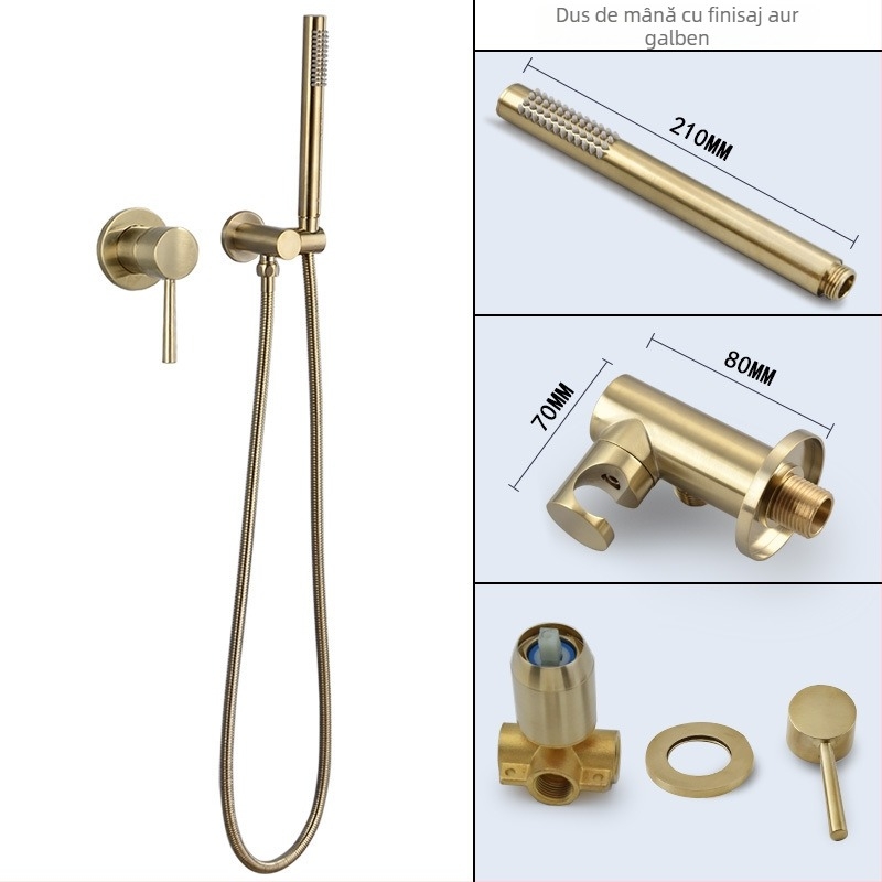 Set de duș încastrat în perete, din cupru, pentru hoteluri și locuințe, amestecător cu disc ceramic, pentru apă caldă și rece, presiune înaltă