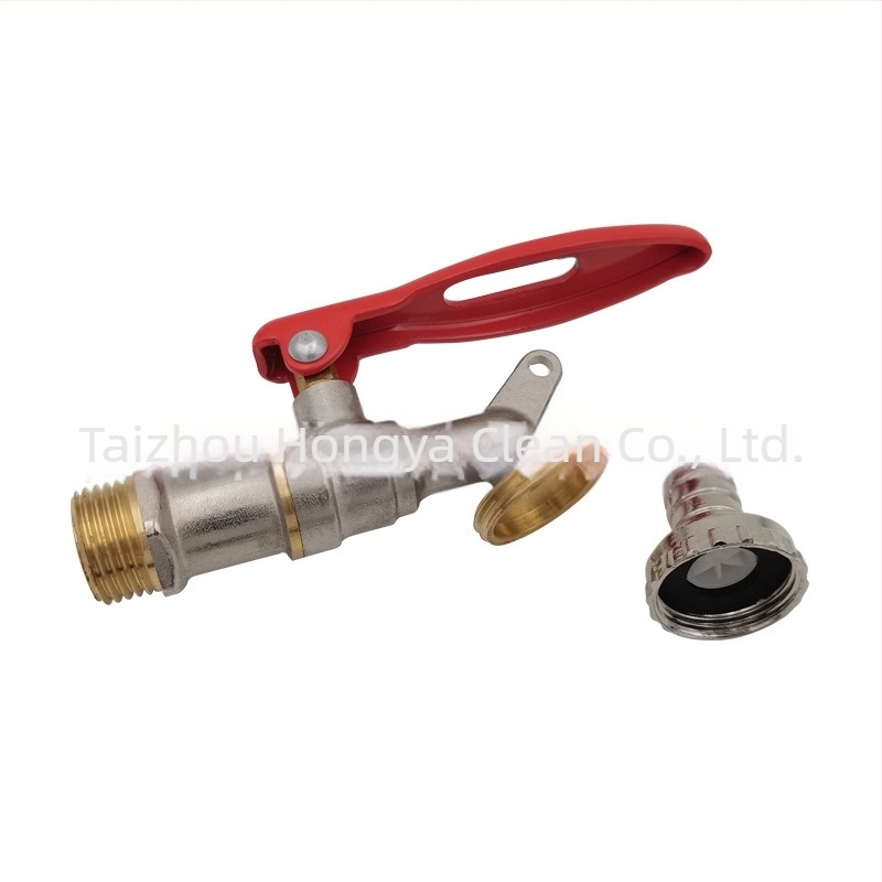 Robinet de grădină din alamă, montat în perete, cu supapă cu bilă antifurt, debit mare, presiune nominală 0,6 MPa