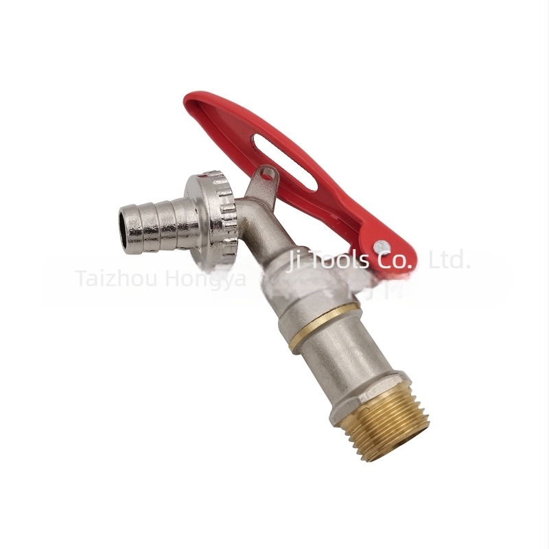 Robinet de grădină din alamă, montat în perete, cu supapă cu bilă antifurt, debit mare, presiune nominală 0,6 MPa