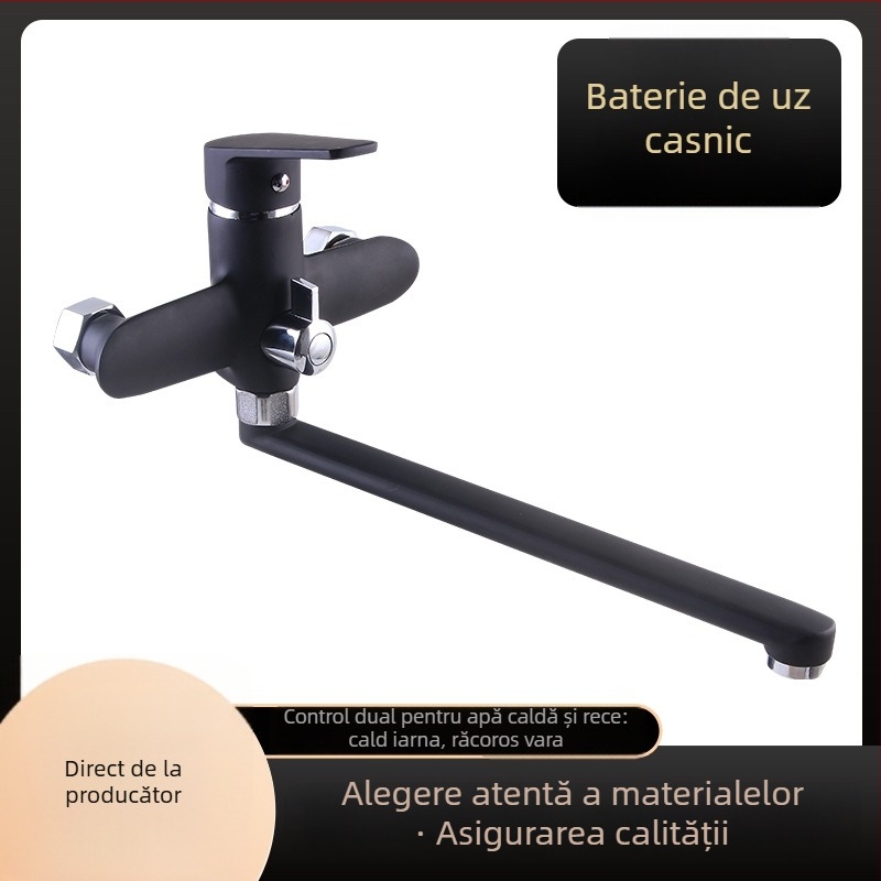 Robinet de duș din aliaj de zinc, cu cartuș ceramic, montaj pe perete, finisaj electroplacat