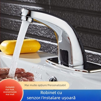 Robinet senzor pentru chiuvetă – deschidere inductivă, corp din cupru, model Xm-8801, montaj tip bazin, dublă construcție