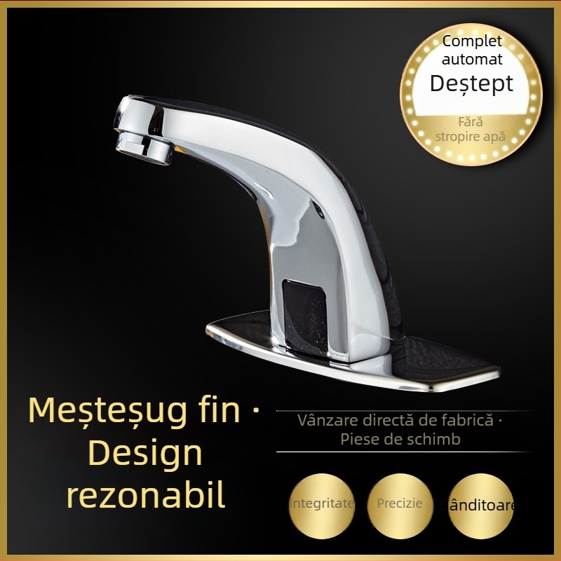 Robinet senzor pentru chiuvetă – deschidere inductivă, corp din cupru, model Xm-8801, montaj tip bazin, dublă construcție