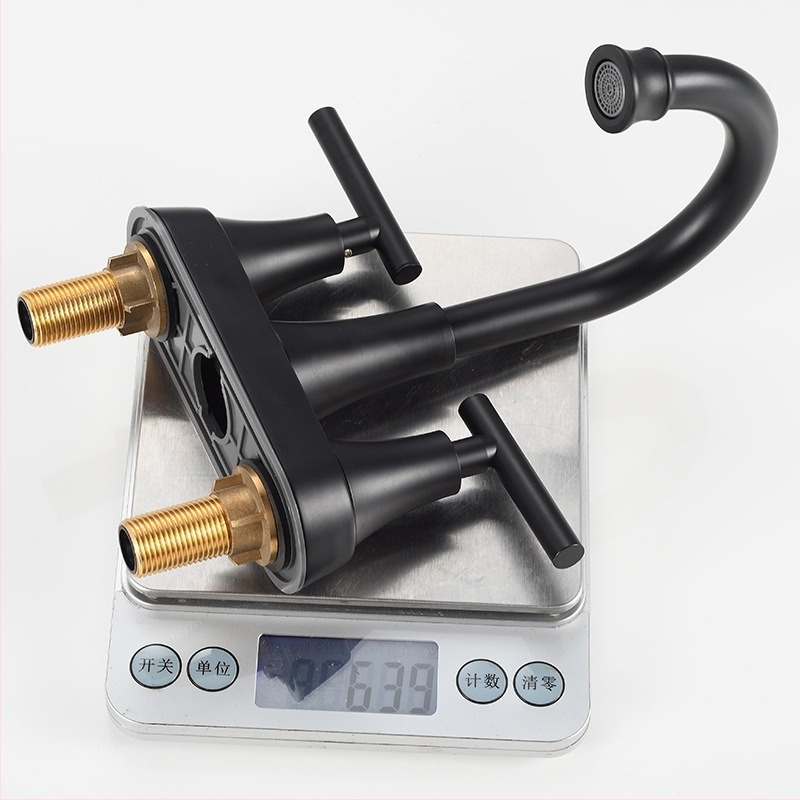 Robinet pentru lavoar – din cupru, rotativ, cu 3 găuri, tip separat, cu două mâneri, amestecător, 0-90C