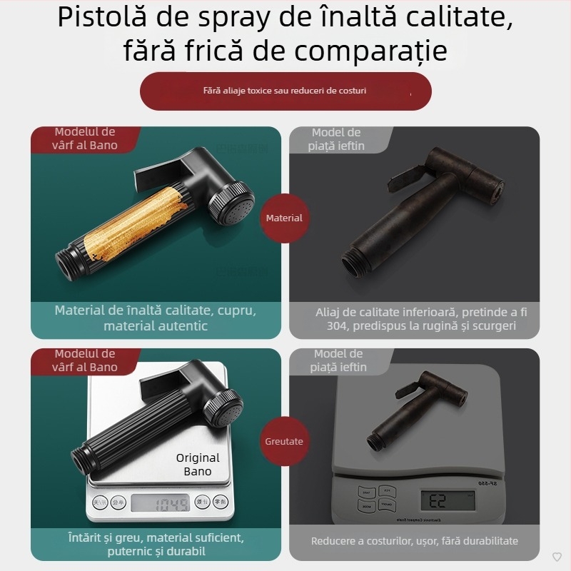 Duș portabil cu pistol de spray, cap de duș manual, din aliaj de zinc, presurizat, reglare presiune, accesorii pentru baie, Jomnw