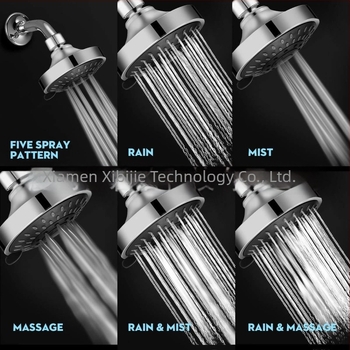 Cap de duș încastrat cu montaj pe perete, jet de sus, cinci setări pentru economisirea apei, ABS, certificat CUPC