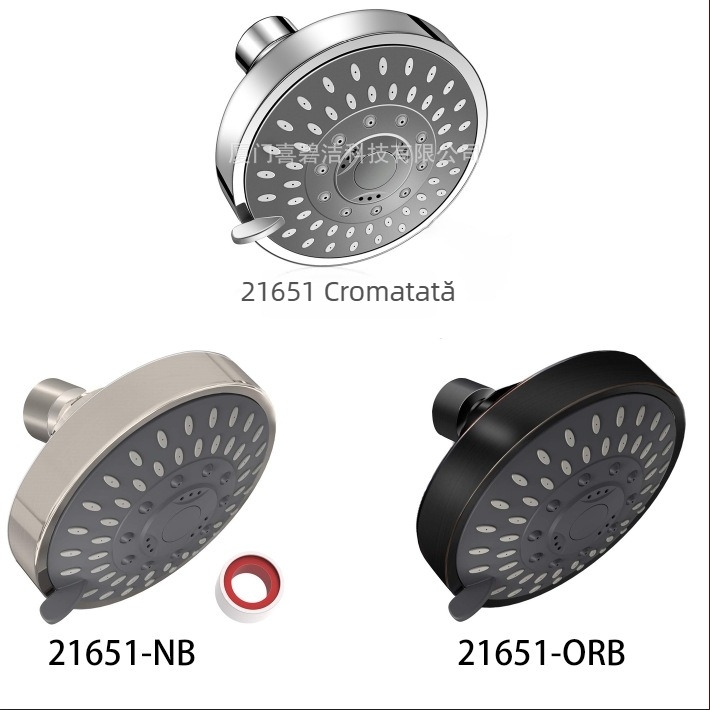 Cap de duș încastrat cu montaj pe perete, jet de sus, cinci setări pentru economisirea apei, ABS, certificat CUPC