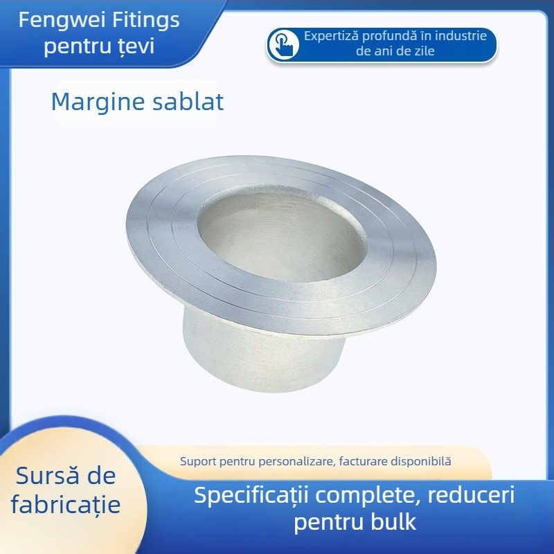 Conexiune țeavă cu flanșă industrială, sudată, din oțel inoxidabil 304, model Roll Sand Flanging, rezistență înaltă la presiune.