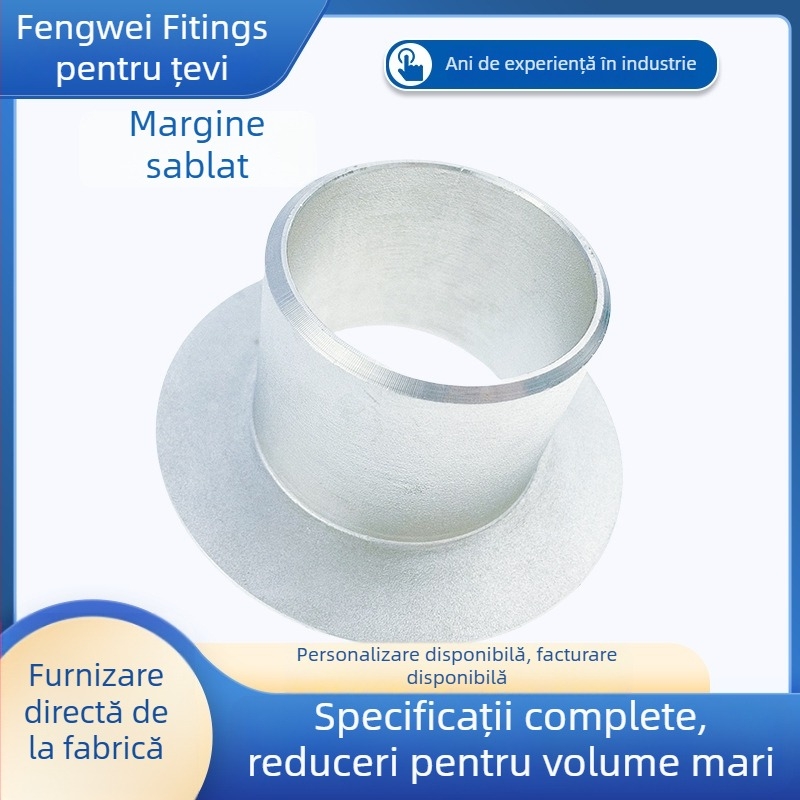 Conexiune țeavă cu flanșă industrială, sudată, din oțel inoxidabil 304, model Roll Sand Flanging, rezistență înaltă la presiune.