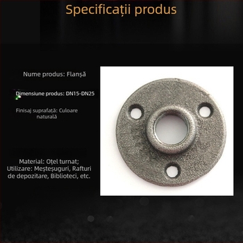 Bază de flanșă din fontă, element LOFT retro, placă fixă de flanșă pentru fitinguri de țevi de 4, 6 și 1 inch