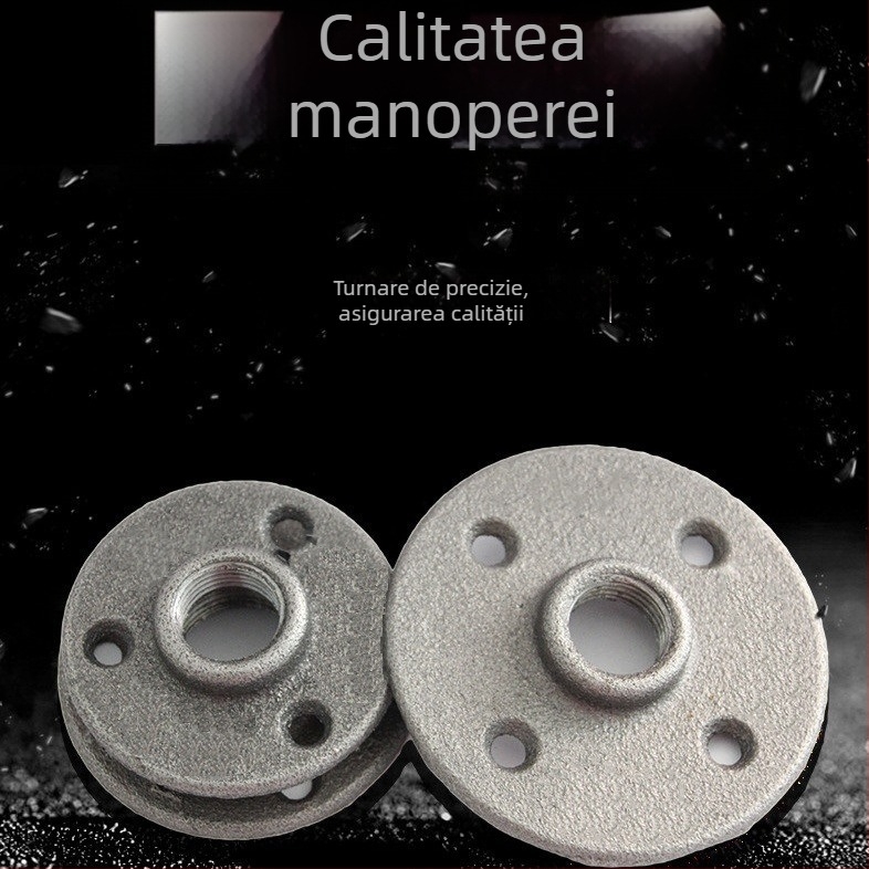 Bază de flanșă din fontă, element LOFT retro, placă fixă de flanșă pentru fitinguri de țevi de 4, 6 și 1 inch