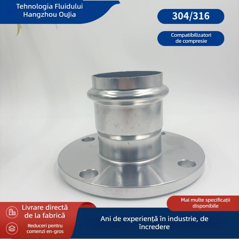 Flanșă din oțel inoxidabil orizontală, model 12F, diametru 16 mm, cu conectare prin clemă