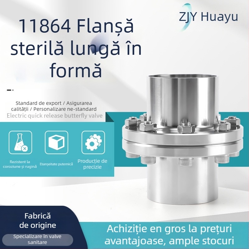 Flanșă de sudură din oțel inoxidabil 316L/304, sterilă, lungă, tip axial