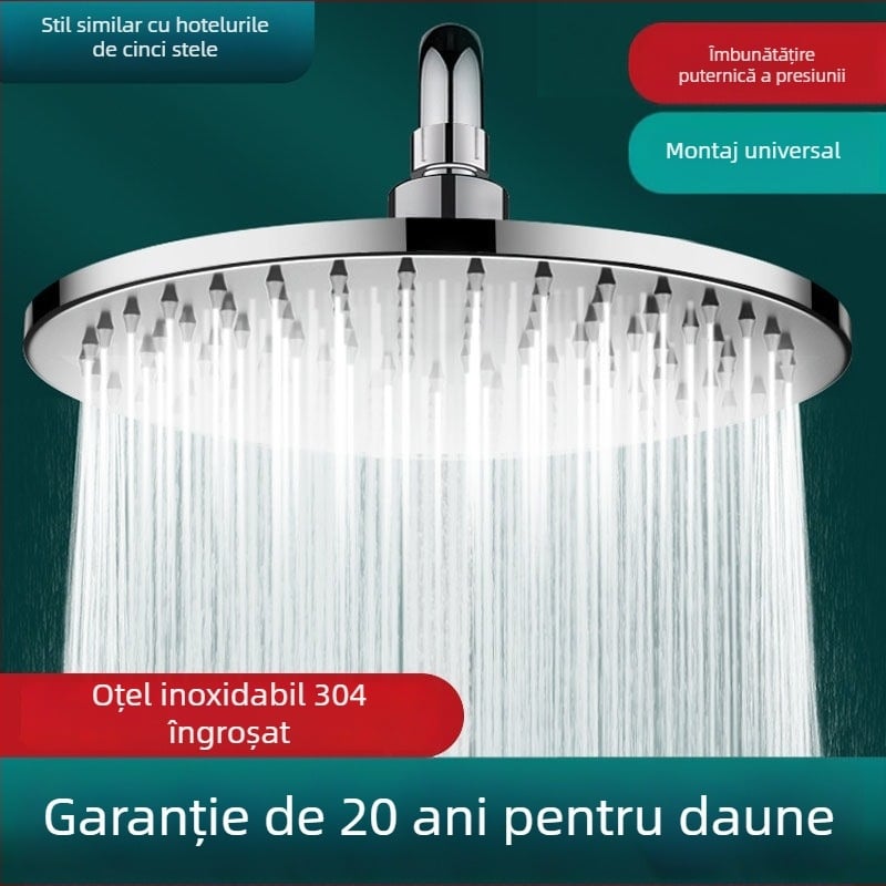 Cap de duș cu jet superior, oțel inoxidabil șlefuit, funcție ploaie, model J-01, temperatură de lucru 0–90°C
