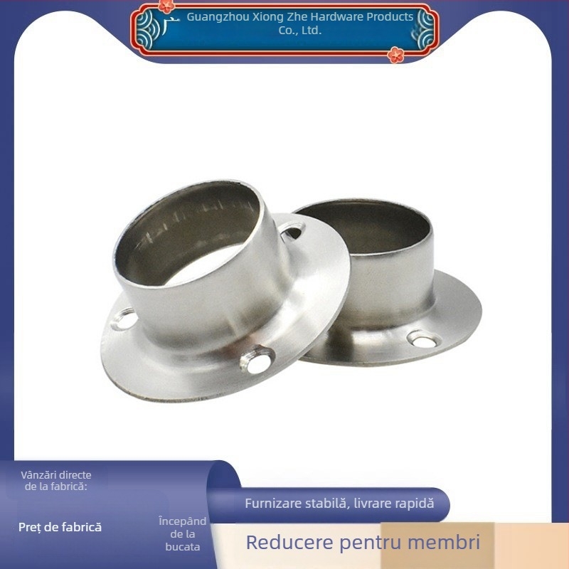 Suport flanșă din oțel inoxidabil pentru bară de haine orizontală, tip transversal, sudură, model FLZXZ001, grad avansat, rezistență la coroziune și la presiune înaltă